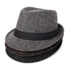 British Style Short Brim Plaid Fedora Trilby Hat with Black Hatband