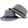 Vintage Short Brim Striped Trilby Hat with Black Hatband
