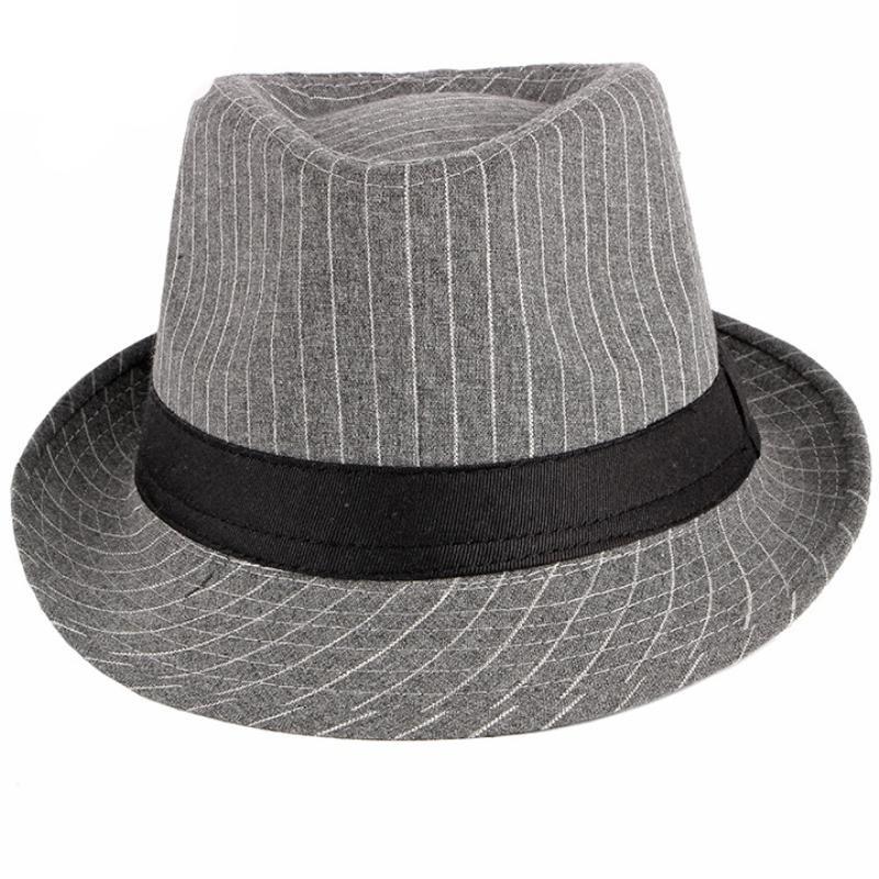 Vintage Short Brim Striped Trilby Hat with Black Hatband-Hats-Innovato Design-Gray-Innovato Design