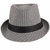 Vintage Short Brim Striped Trilby Hat with Black Hatband