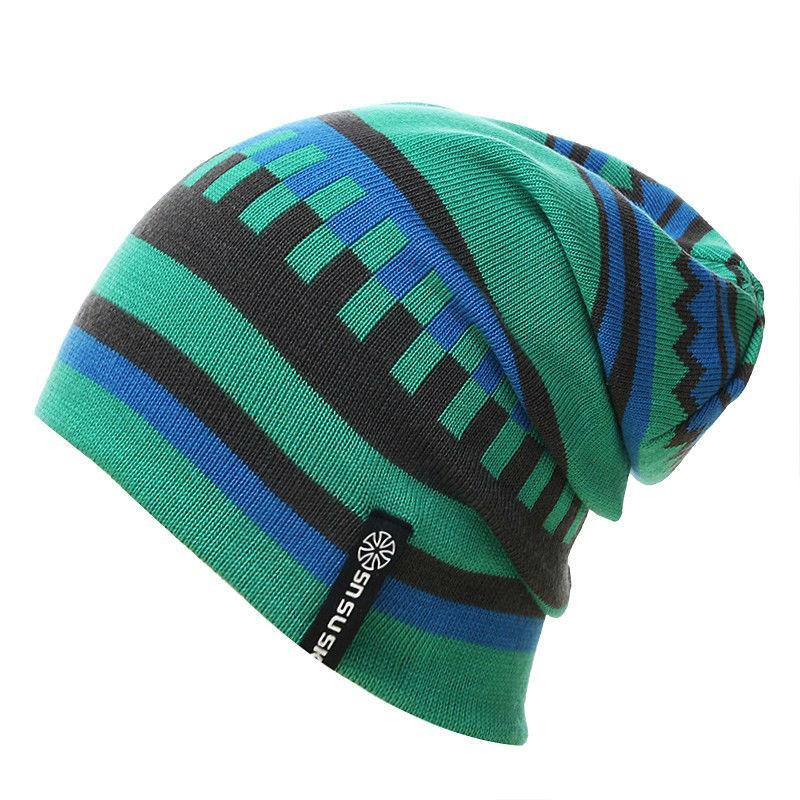 Geometric Patterns Plaid Knit Hat, Skull Cap or Beanie-Hats-Innovato Design-Red-Innovato Design