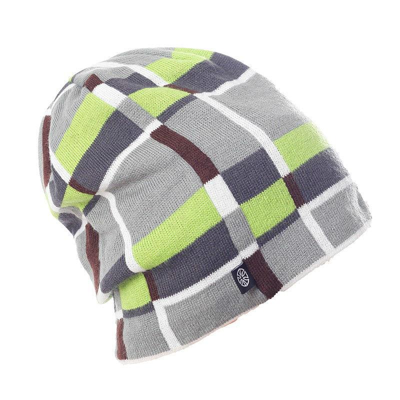 Geometric Patterns Plaid Knit Hat, Skull Cap or Beanie-Hats-Innovato Design-Red-Innovato Design