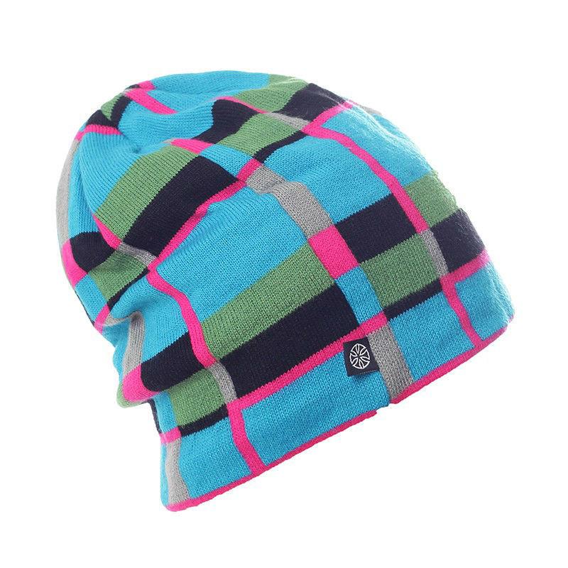 Geometric Patterns Plaid Knit Hat, Skull Cap or Beanie-Hats-Innovato Design-Red-Innovato Design