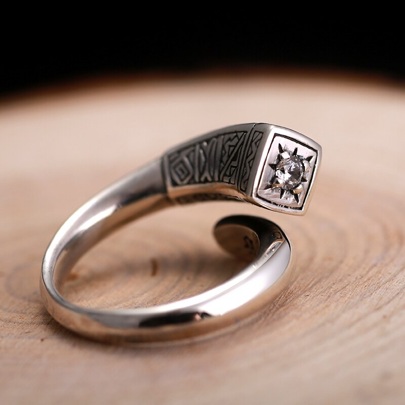White Cubic Zirconia Virgin Mary Sculpture 925 Sterling Silver Vintage Open Ring-Rings-Innovato Design-Innovato Design