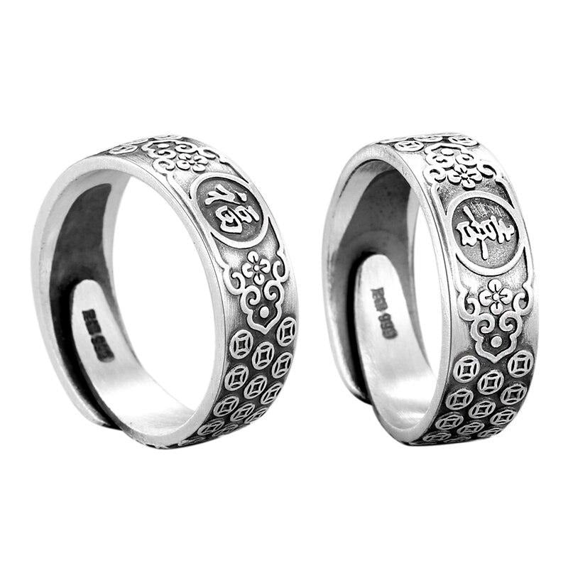 Blessing Happiness 999 Genuine Silver Adjustable Wedding Ring-Rings-Innovato Design-Innovato Design