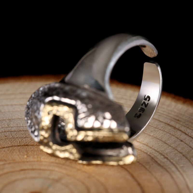 Roman Gladiator Helmet 925 Sterling Silver Adjustable Vintage Biker Ring-Rings-Innovato Design-Innovato Design