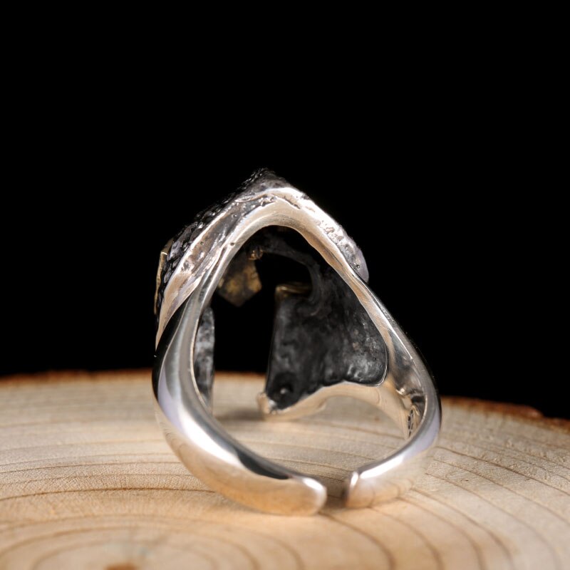 Roman Gladiator Helmet 925 Sterling Silver Adjustable Vintage Biker Ring-Rings-Innovato Design-Innovato Design