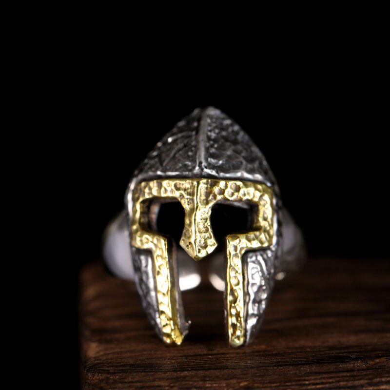 Roman Gladiator Helmet 925 Sterling Silver Adjustable Vintage Biker Ring-Rings-Innovato Design-Innovato Design