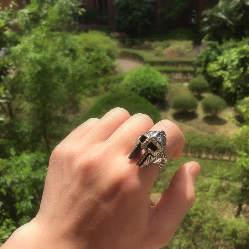 Roman Gladiator Helmet 925 Sterling Silver Adjustable Vintage Biker Ring-Rings-Innovato Design-Innovato Design