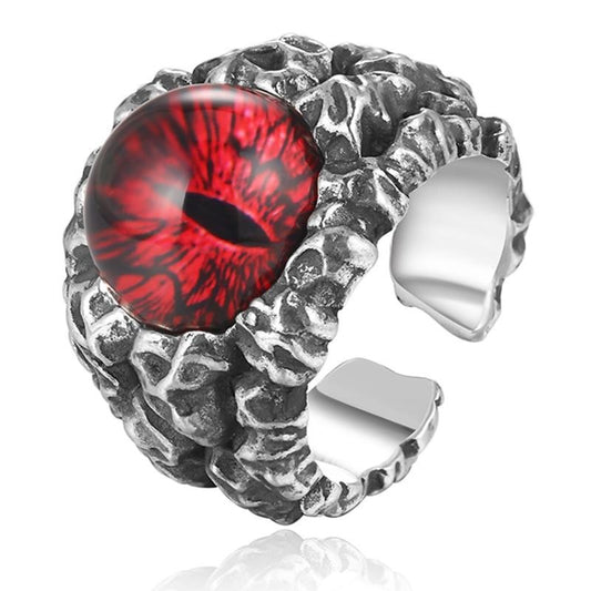 Gothic Cool Ghost Eye 925 Sterling Silver Vintage Punk Ring-Rings-Innovato Design-Resizable-Rose Red-Innovato Design