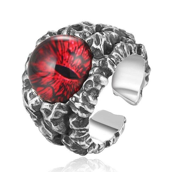 Gothic Cool Ghost Eye 925 Sterling Silver Vintage Punk Ring-Rings-Innovato Design-Resizable-Rose Red-Innovato Design