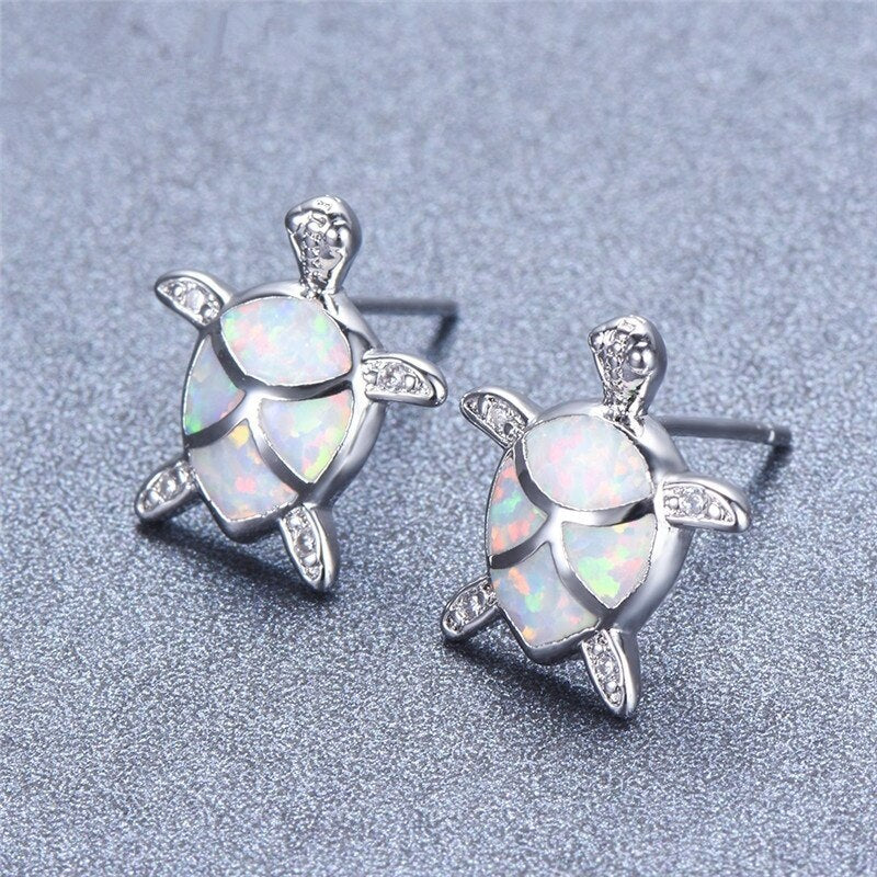 Classic Turtle Fire Opal Necklace & Stud Earrings Trendy Fashion Jewelry Set-Jewelry Sets-Innovato Design-Purple-Innovato Design