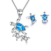 Classic Turtle Fire Opal Necklace & Stud Earrings Trendy Fashion Jewelry Set-Jewelry Sets-Innovato Design-Blue-Innovato Design