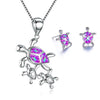 Classic Turtle Fire Opal Necklace & Stud Earrings Trendy Fashion Jewelry Set-Jewelry Sets-Innovato Design-Purple-Innovato Design