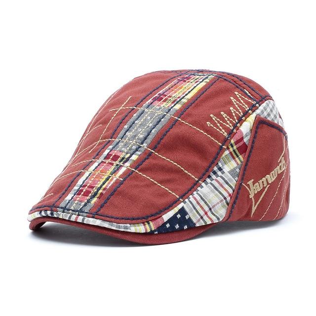 Vintage Cotton Ivy Duckbill Cabbie Scally Flat Cap-Hats-Innovato Design-Red-Innovato Design