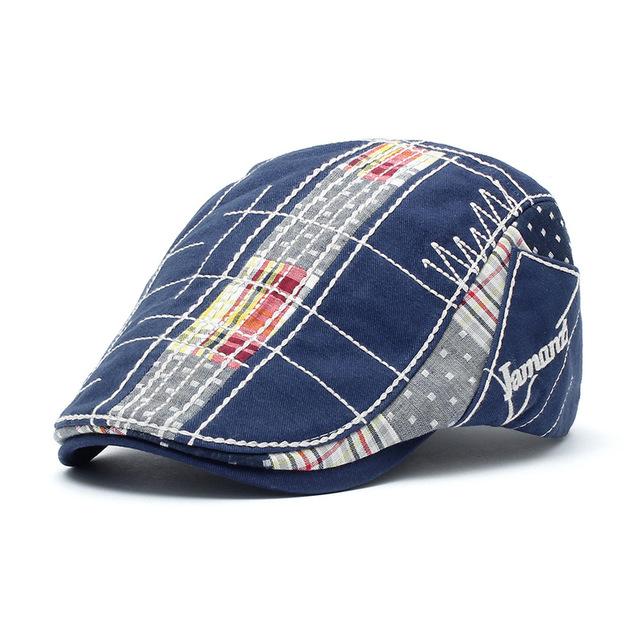 Vintage Cotton Ivy Duckbill Cabbie Scally Flat Cap-Hats-Innovato Design-Navy Blue-Innovato Design