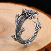 Dragon with Red Cubic Zirconia Eyes 925 Sterling Silver Vintage Biker Ring-Gothic Rings-Innovato Design-Innovato Design
