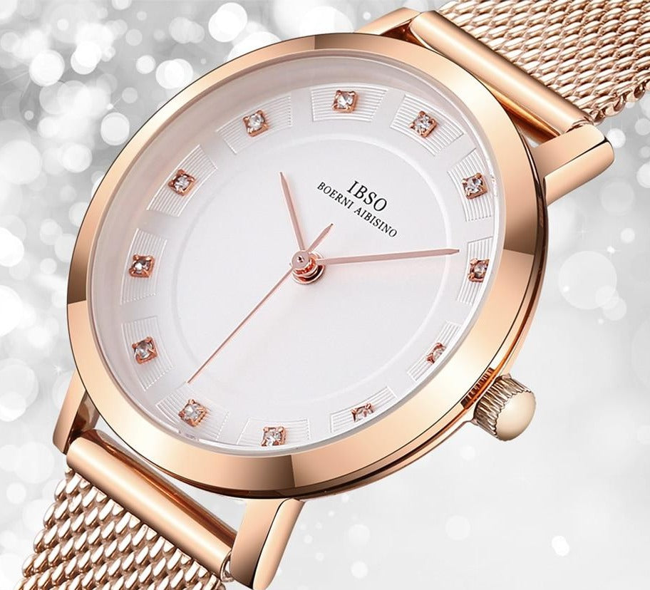 Women Rose Gold Quartz Watch and Multilayer Crystal Bracelet Jewelry Set-Jewelry Sets-Innovato Design-London-Innovato Design