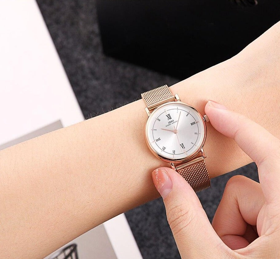 Women Rose Gold Quartz Watch and Multilayer Crystal Bracelet Jewelry Set-Jewelry Sets-Innovato Design-London-Innovato Design