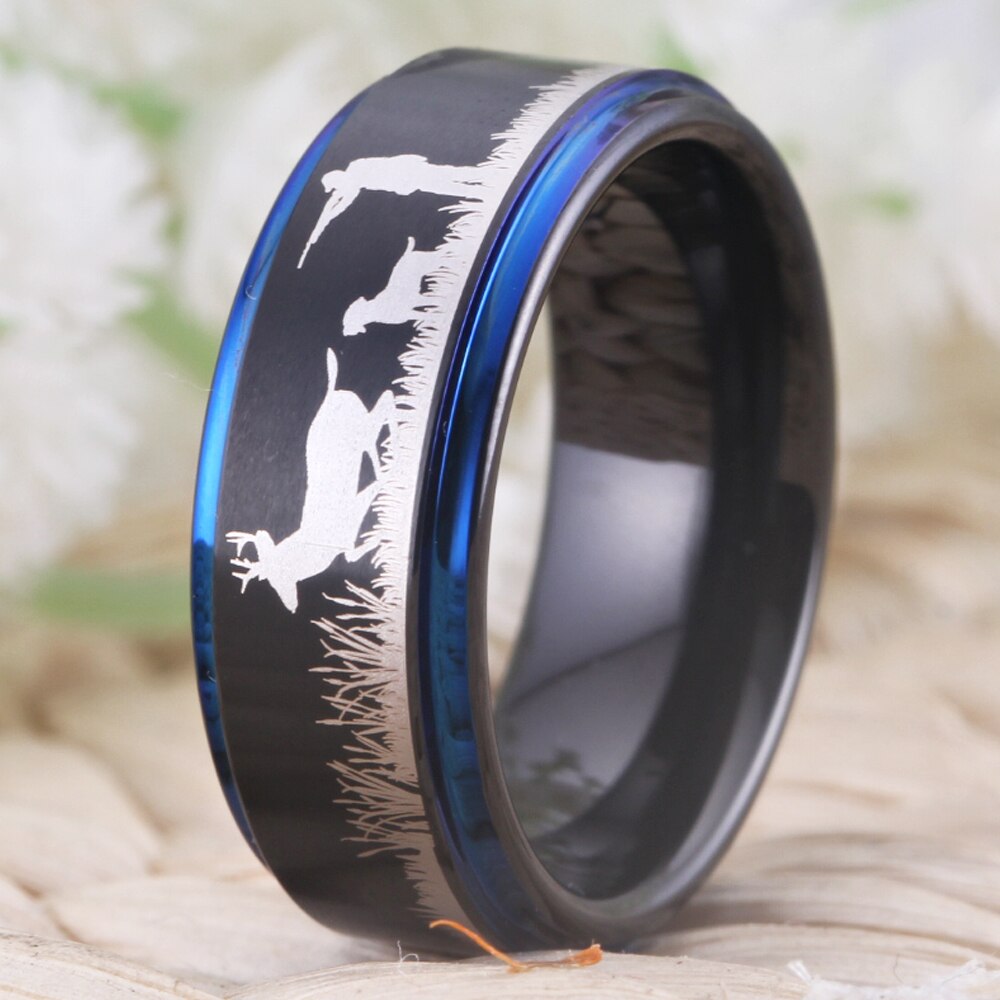 8mm Deer Hunting Scene Tungsten Wedding Ring-Rings-Innovato Design-6-Rose Gold-Innovato Design