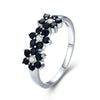 Black Spinel Flowers 925 Sterling Silver Fine Wedding Ring-Rings-Innovato Design-6-B-Innovato Design