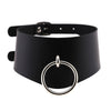 Silver Color Metal Ring Belt Choker Collar Leather Gothic Harajuku Necklace