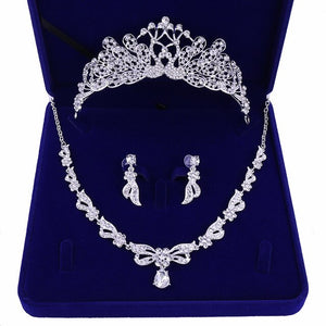 Crystal Butterfly and Rhinestone Tiara, Necklace & Earrings Jewelry Set-Jewelry Sets-Innovato Design-Innovato Design