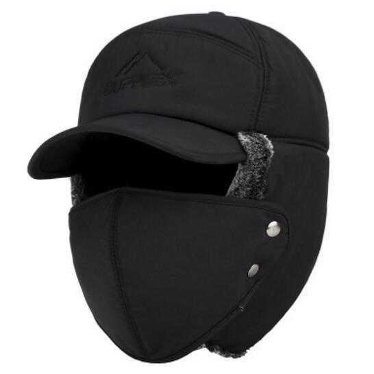 Velvet Thermal Bomber Hat with Ear and Face Protection-Hats-Innovato Design-Black-Innovato Design
