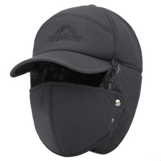 Velvet Thermal Bomber Hat with Ear and Face Protection-Hats-Innovato Design-Gray-Innovato Design