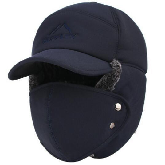 Velvet Thermal Bomber Hat with Ear and Face Protection-Hats-Innovato Design-Dark Blue-Innovato Design