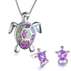 Classic Cute Sea Turtle Fire Opal Necklace & Stud Earrings Jewelry Set-Jewelry Sets-Innovato Design-Purple-Innovato Design