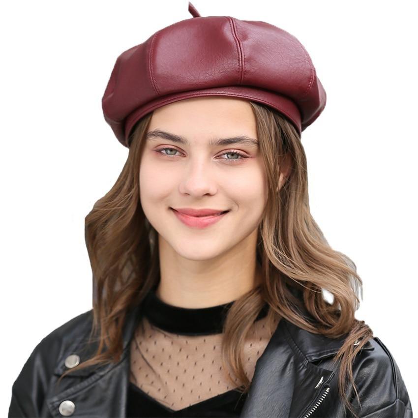 Polyurethane Leather British Painter Octagonal Hat-Hats-Innovato Design-Yellow-Innovato Design
