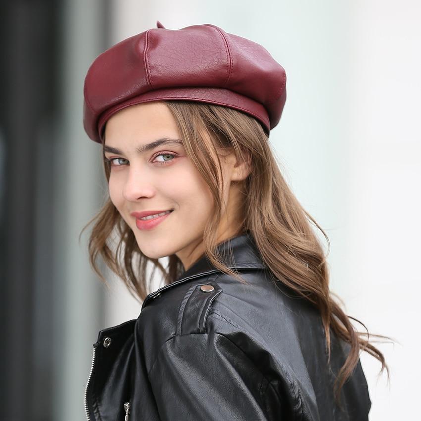 Polyurethane Leather British Painter Octagonal Hat-Hats-Innovato Design-Yellow-Innovato Design