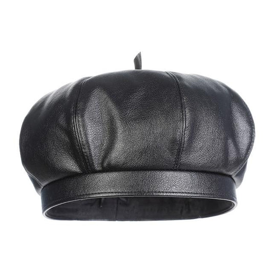 Polyurethane Leather British Painter Octagonal Hat-Hats-Innovato Design-Black-Innovato Design