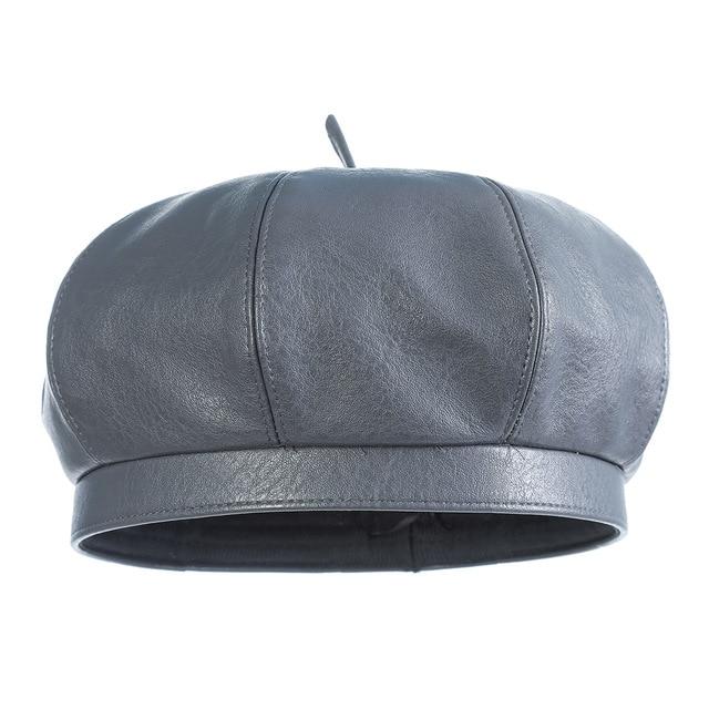 Polyurethane Leather British Painter Octagonal Hat-Hats-Innovato Design-Gray-Innovato Design