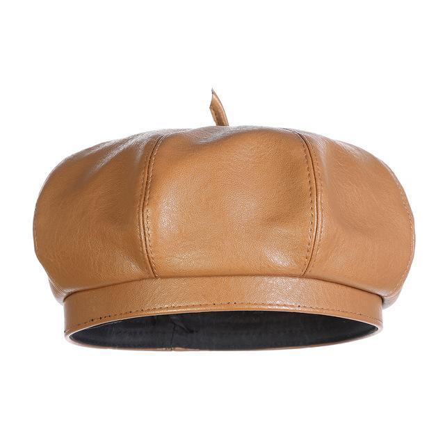 Polyurethane Leather British Painter Octagonal Hat-Hats-Innovato Design-Khaki-Innovato Design