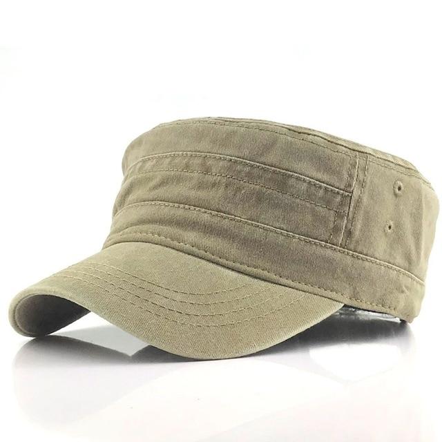Adjustable Classical Style Solid Color Cotton Army Military Cap-Hats-Innovato Design-Khaki-Innovato Design