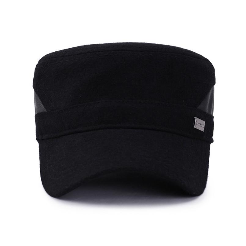 Classic Buckled Polyurethane Woolen Thick Army Military Hat with Earflaps-Hats-Innovato Design-Black-Innovato Design