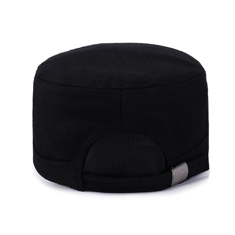 Classic Buckled Polyurethane Woolen Thick Army Military Hat with Earflaps-Hats-Innovato Design-Black-Innovato Design