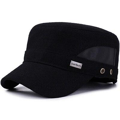 Classic Buckled Polyurethane Woolen Thick Army Military Hat with Earflaps-Hats-Innovato Design-Black-Innovato Design