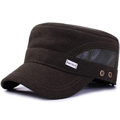 Classic Buckled Polyurethane Woolen Thick Army Military Hat with Earflaps-Hats-Innovato Design-Dark Green-Innovato Design