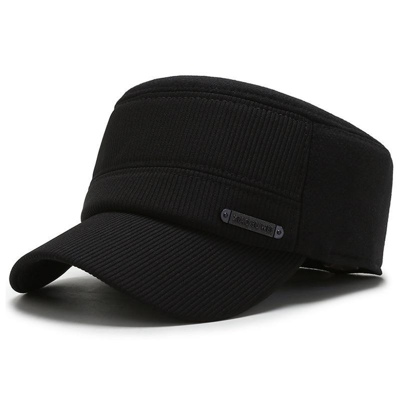 Buckled Corduroy Middle-aged Seniors Military Hat-Hats-Innovato Design-Dark Gray-Innovato Design