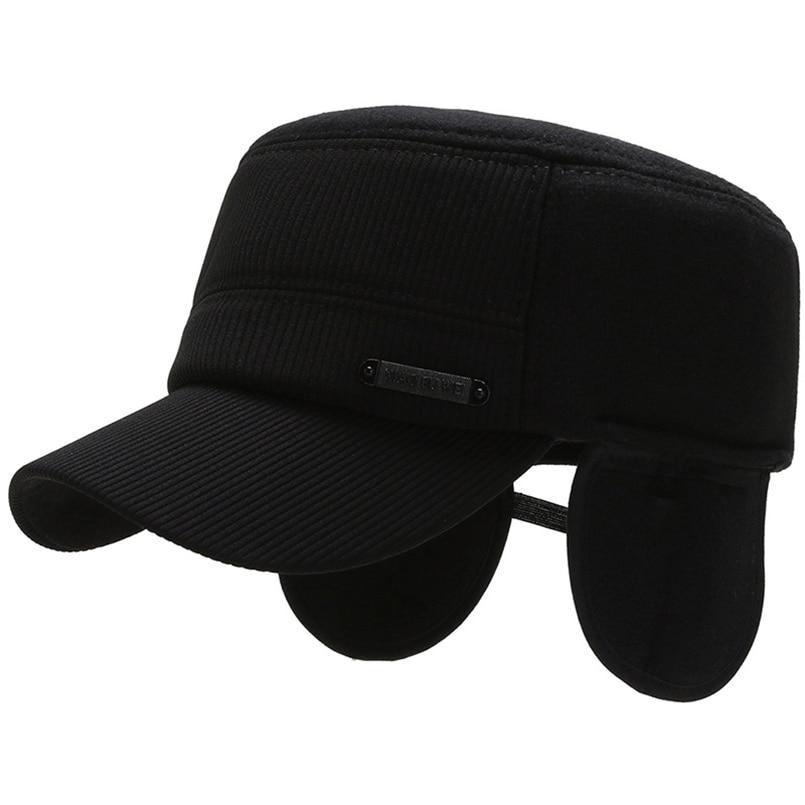 Buckled Corduroy Middle-aged Seniors Military Hat-Hats-Innovato Design-Dark Gray-Innovato Design