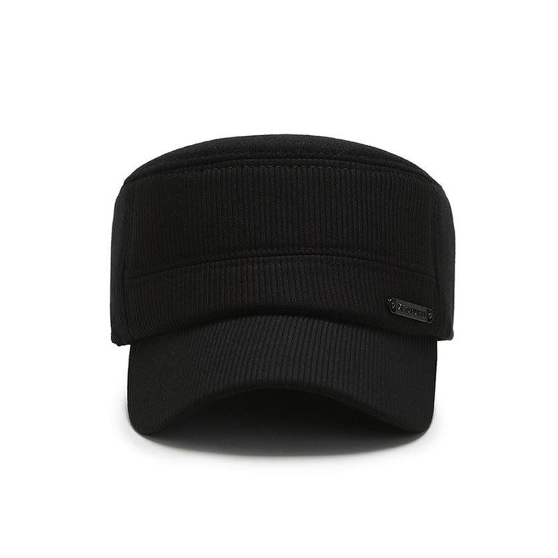 Buckled Corduroy Middle-aged Seniors Military Hat-Hats-Innovato Design-Dark Gray-Innovato Design