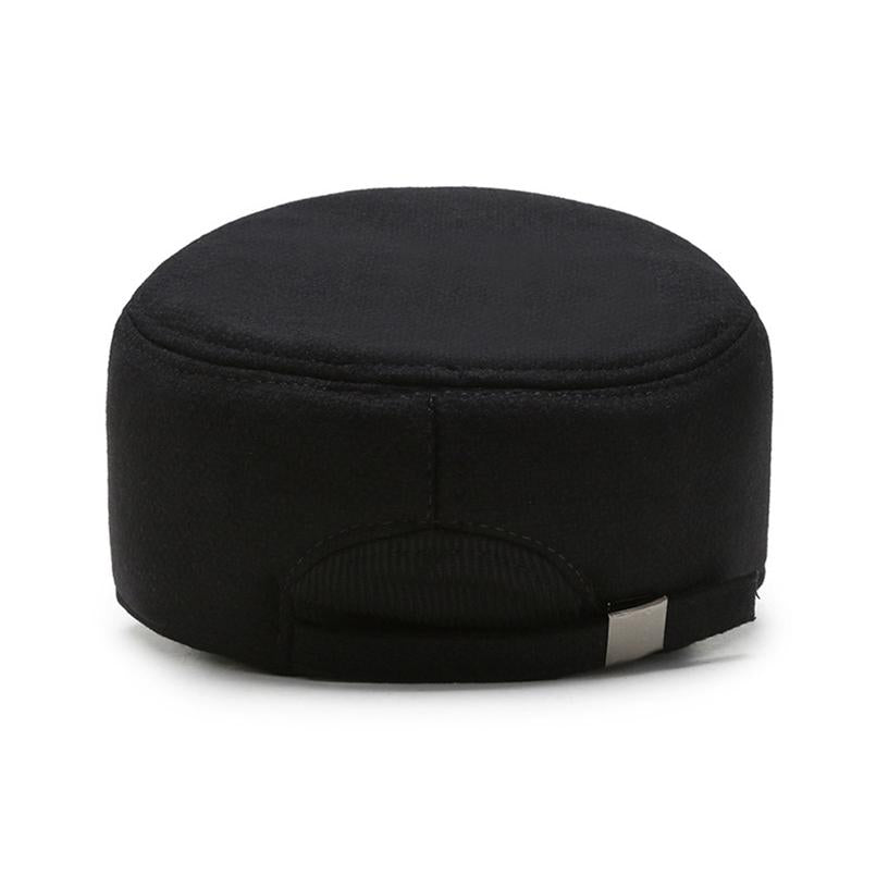 Buckled Corduroy Middle-aged Seniors Military Hat-Hats-Innovato Design-Dark Gray-Innovato Design