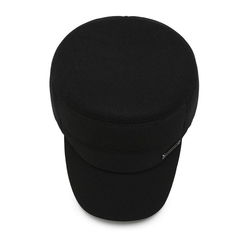 Buckled Corduroy Middle-aged Seniors Military Hat-Hats-Innovato Design-Dark Gray-Innovato Design