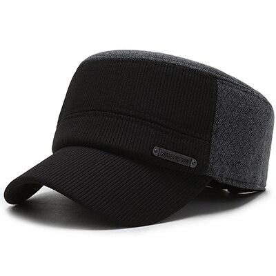 Buckled Corduroy Middle-aged Seniors Military Hat-Hats-Innovato Design-Dark Gray-Innovato Design