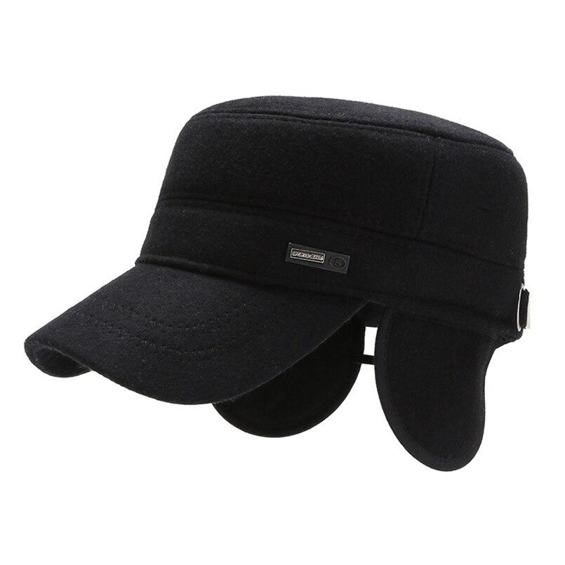 Classic Woolen Adjustable Flat Top Military Army Cap-Hats-Innovato Design-Black-Innovato Design