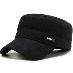 Classic Woolen Adjustable Flat Top Military Army Cap-Hats-Innovato Design-Black-Innovato Design