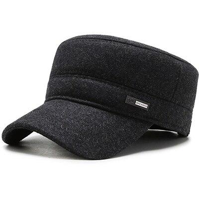 Classic Woolen Adjustable Flat Top Military Army Cap-Hats-Innovato Design-Dark Gray-Innovato Design